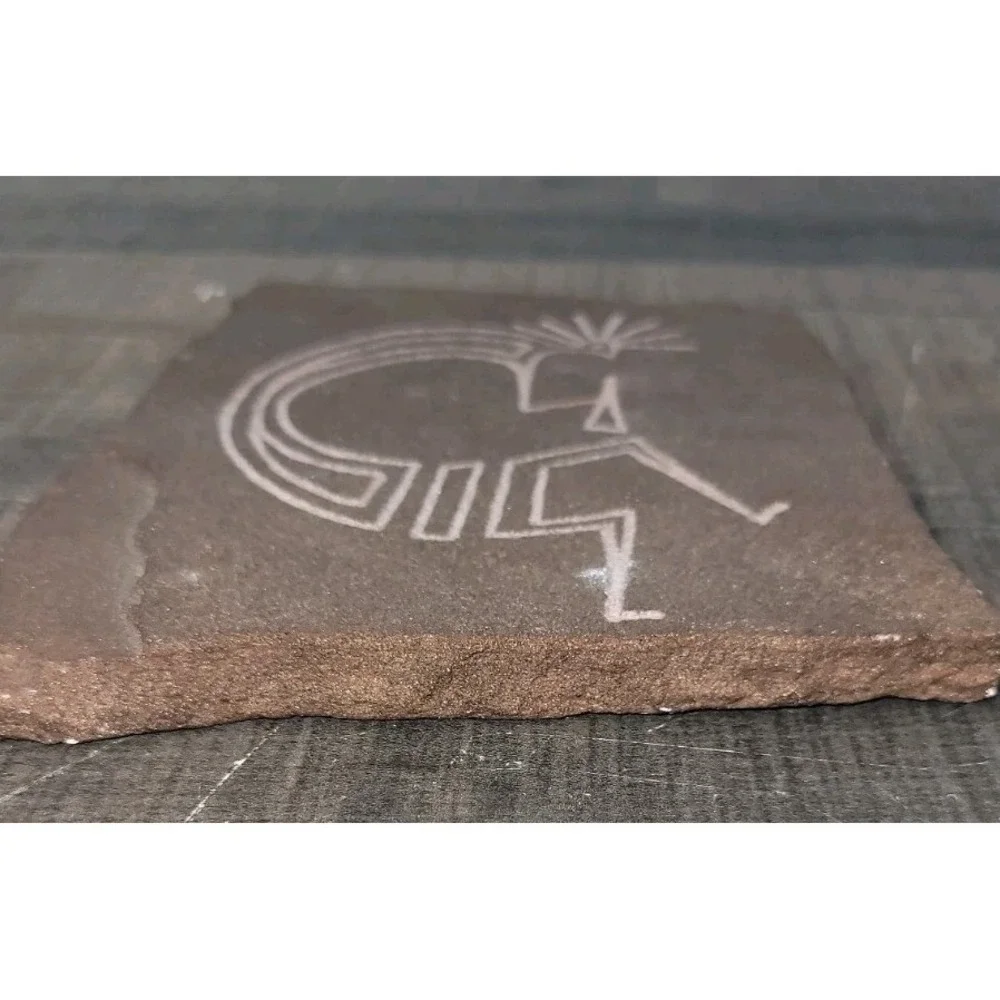 Kokopelli Native Style Sandstone Art Tile Signed Etched Stone Decor USA Made